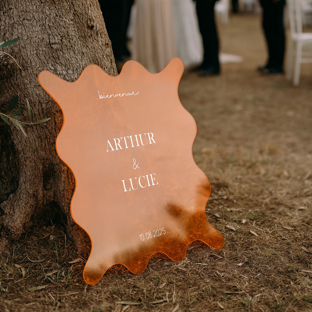 Panneau accueil mariage orange